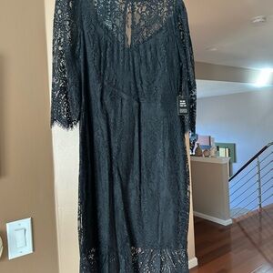 Express Midi Black Lace Dress NWT